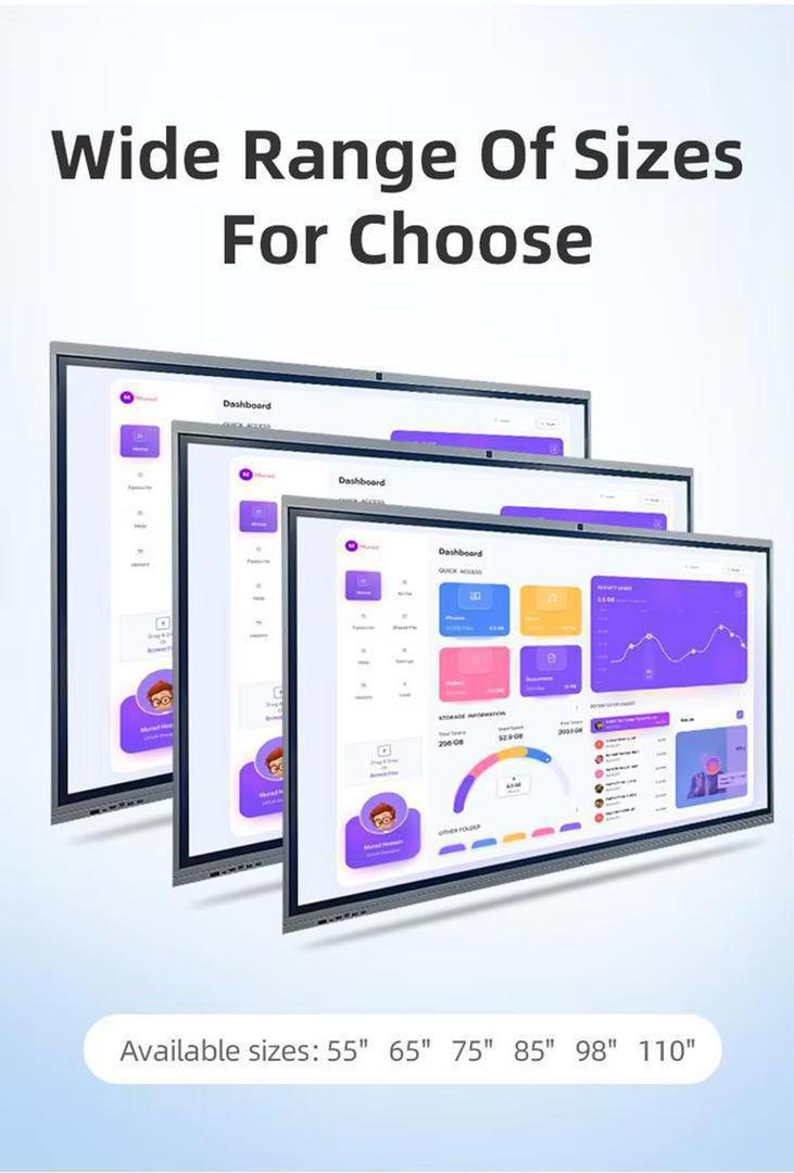 Interactive Smart Whiteboard 3840x2160 4K Screen Panels With Android APPs Software 3
