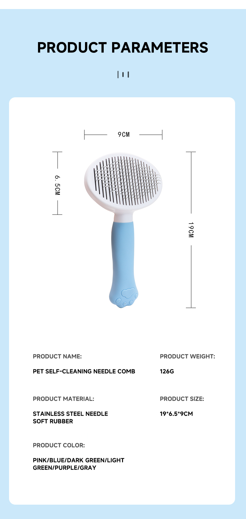 Grooming Pet Comb Brush Cat Paw Pet Hair Remover Stainless Steel Brushes Dog Cats