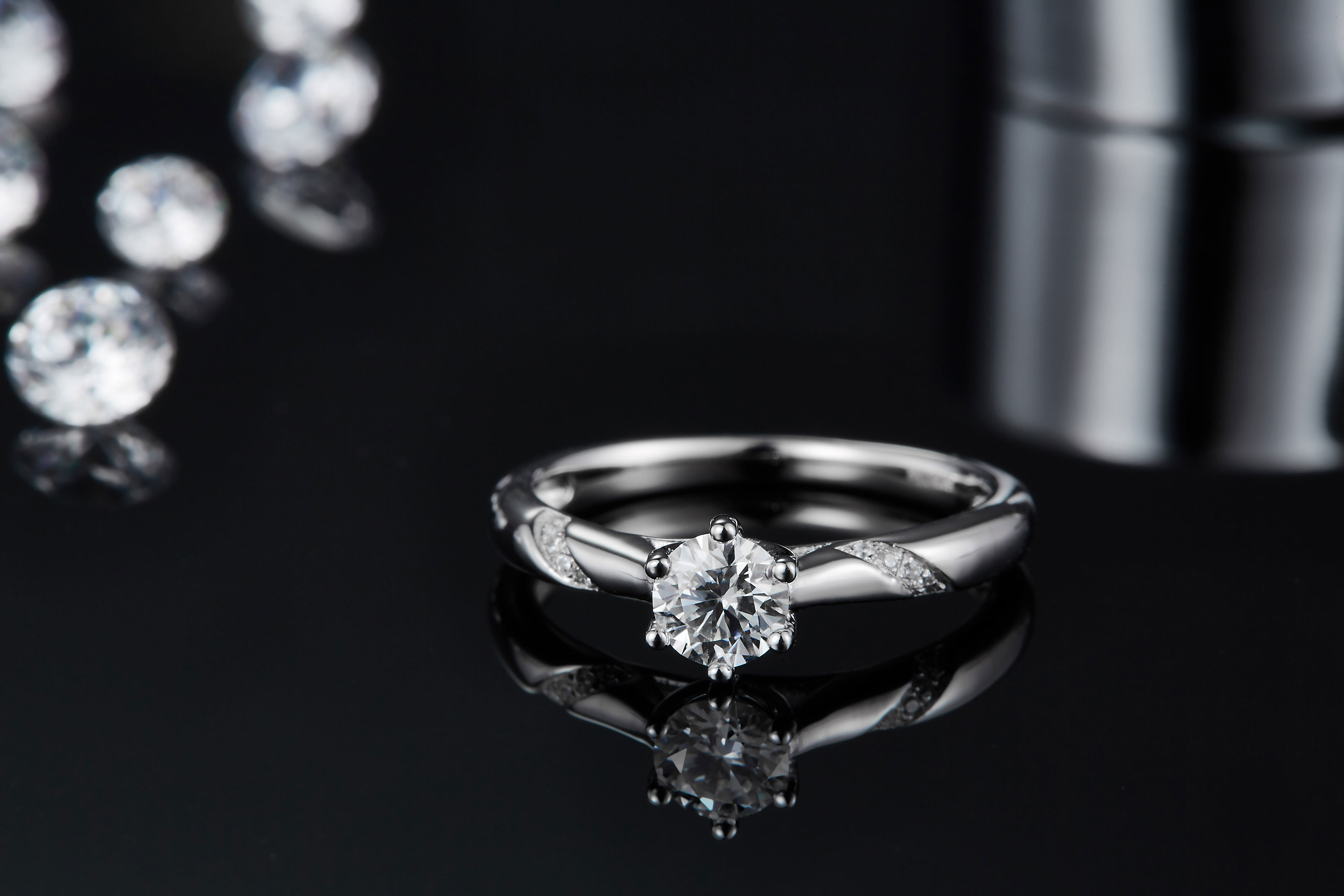White 925 Sterling Silver Custom Moissanite Ring Engagement