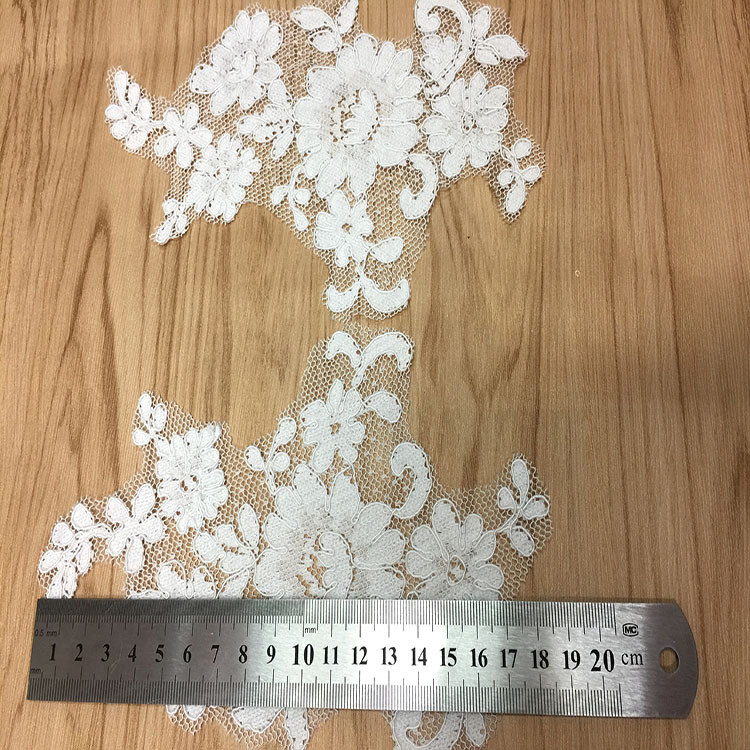 Jacquard Cord Eyelash Lace Applique for Wedding Bridal Dress