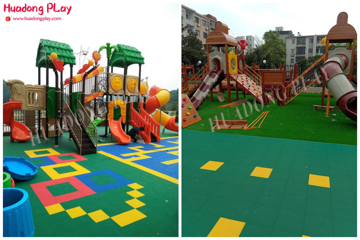 Multifunctional Rubber Playground Tiles Pp Material Long Lifetime Scentless