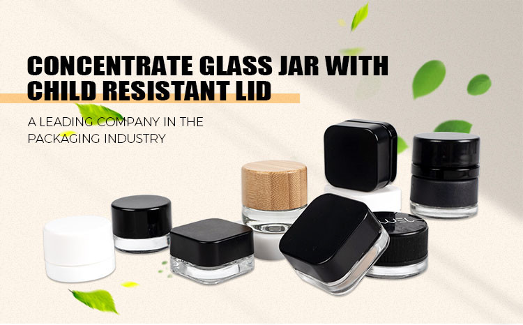Clear 5ml Glass Jar Childproof Lid Square Jar Concentrate Jar Packaging with Child Resistant Lid