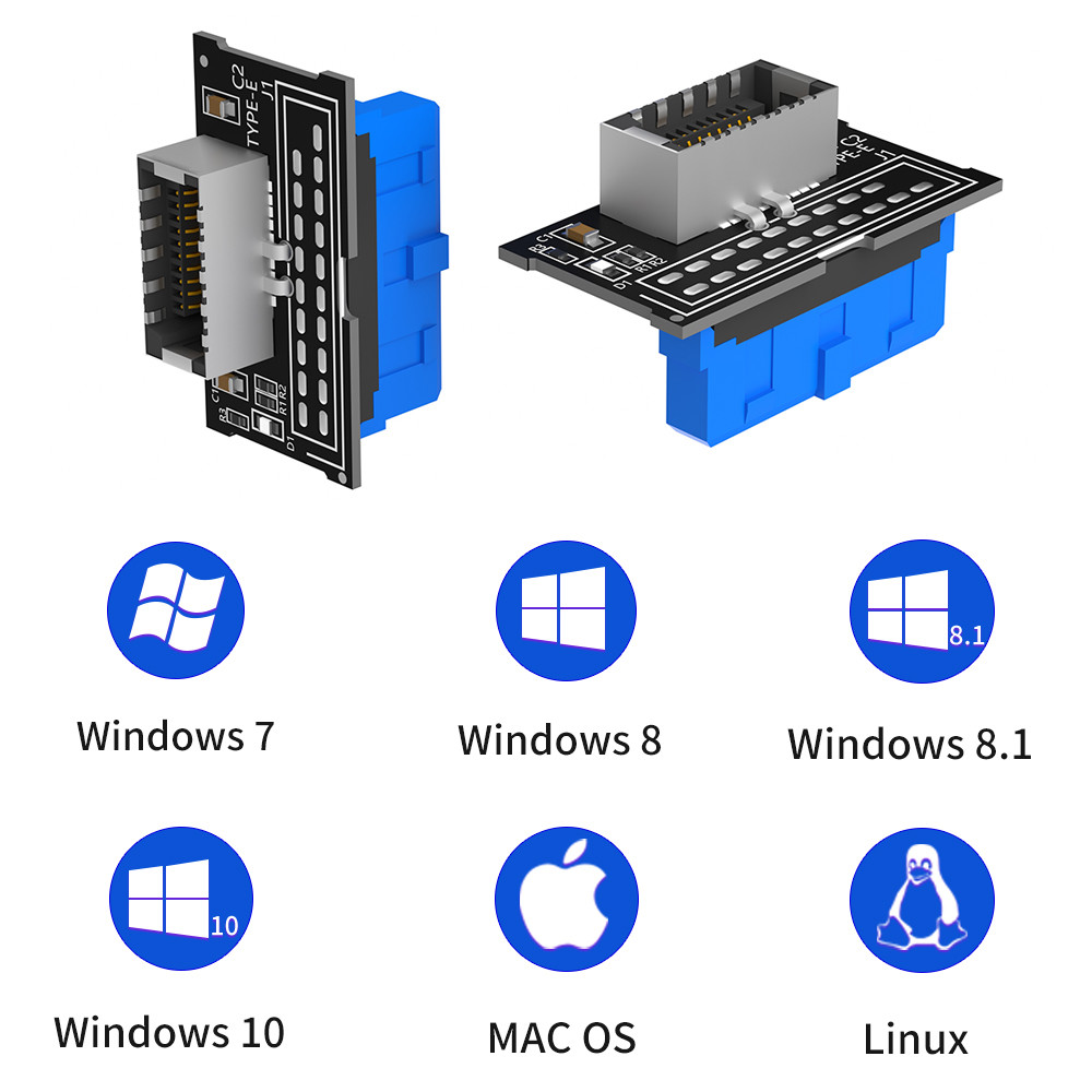 Vertical Header USB 3.1 Front Panel Socket Key A Type E To USB 3.0 Male Extension