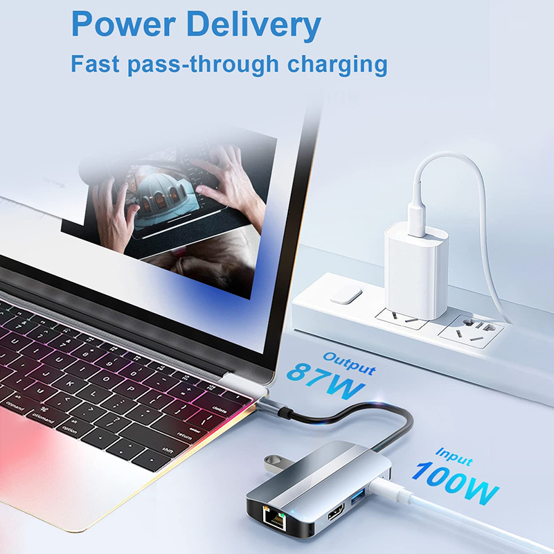 12-In-1 USB C Adapter OEM Multiport Hub with 4K HDMI USB 3.0 RJ45 Lan Ethernet