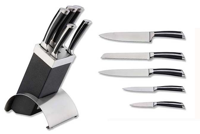 Professional Chef Knife Set And Forged Kitchen Knives With Knife Black