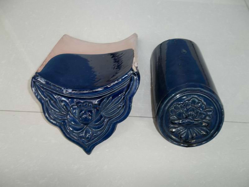 Traditional Chinese style blue glazed cemetery roof tiles