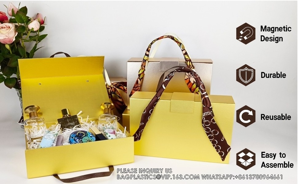 Premium Assorted Gift Boxes For Presents - White Gift Boxes With Lids And Elastic Loops- 4-Inch Deep Robe Boxes