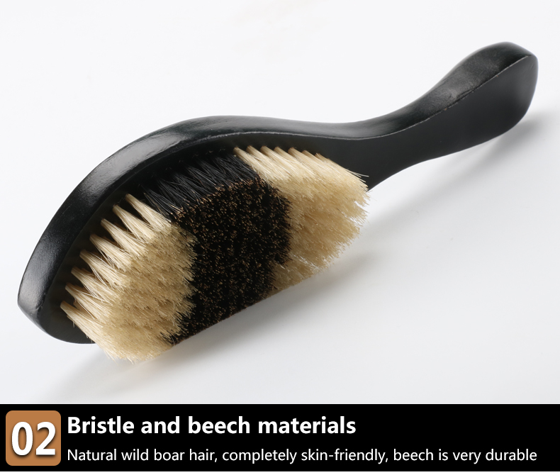 Men'S Two Color Beard Trimming Brush With Beech Wood Handle And Boar Bristles
