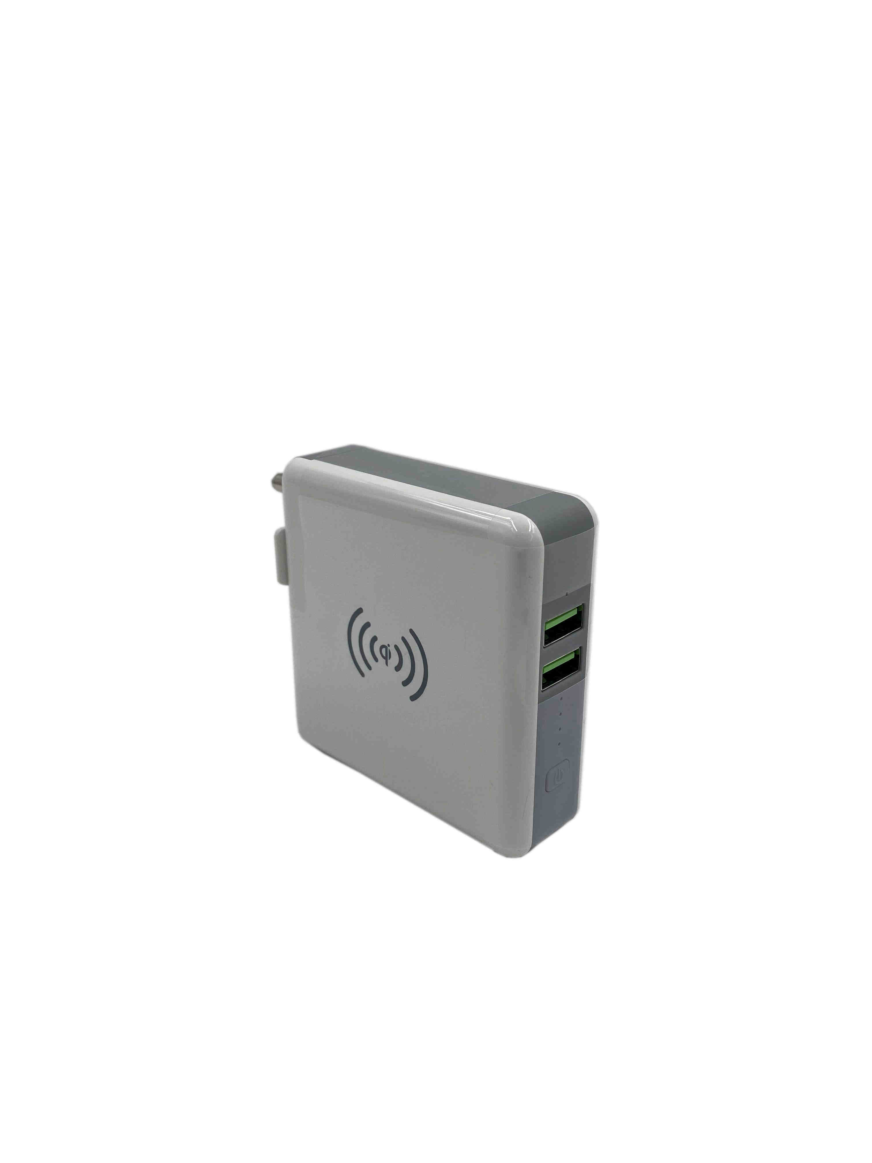 QI 5W 2 USB Port 5200mah Travel Charger Power Bank of India Plug