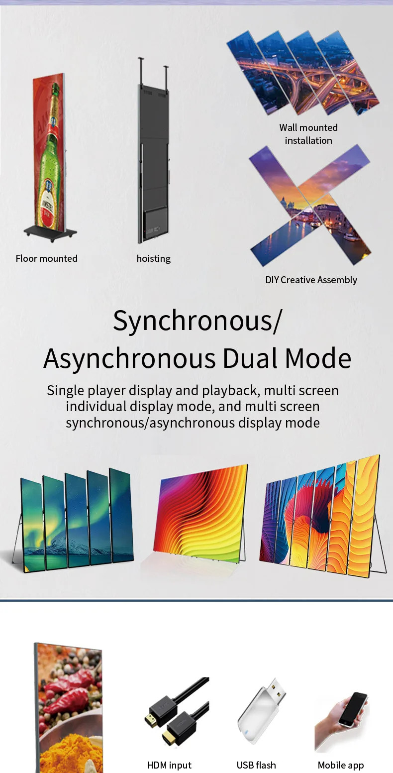 Commercial LED Advertising Displays Screens OEM ODM Custom Digital LED Poster Solutions