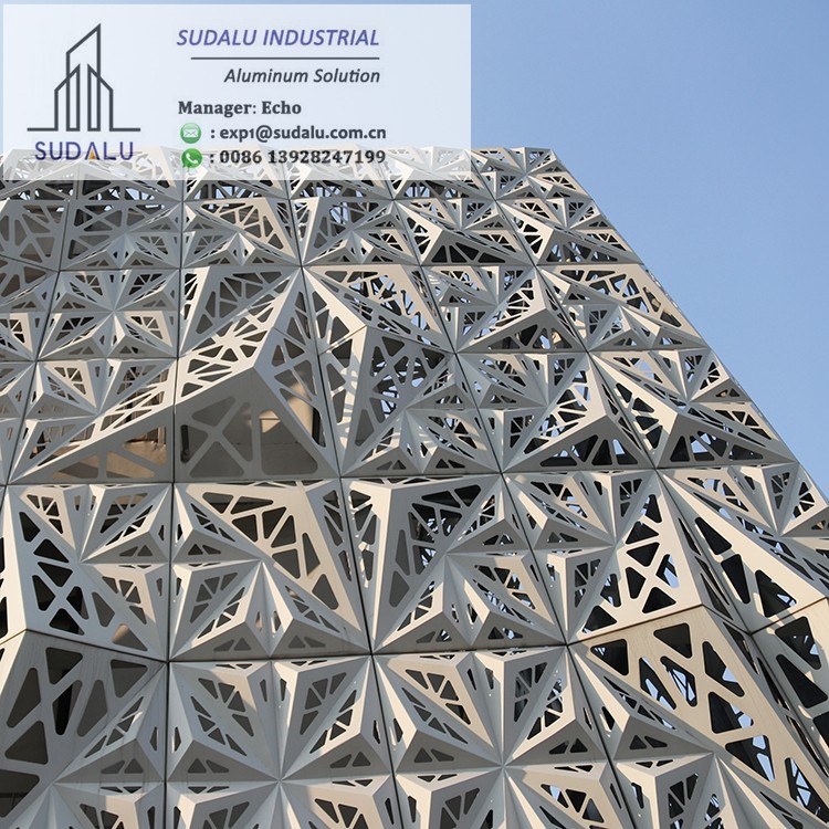 SUDALU Architectural Laser Cutting Panels Outdoor 3D Aluminum Curtain Panel