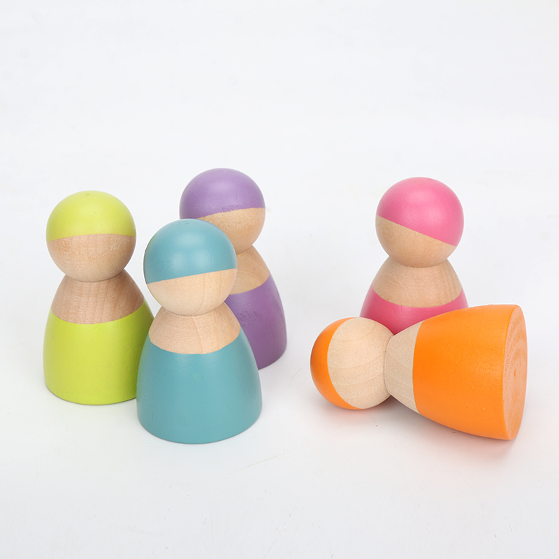 Brown 18cm Rainbow Wooden Building Blocks Toy Creative Educational