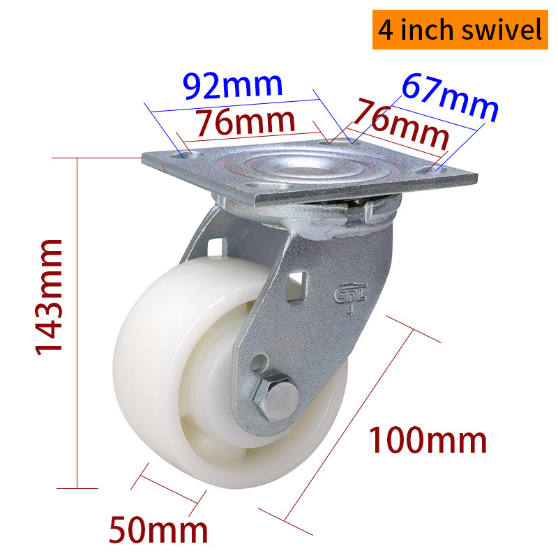 4 Inch Caster Wheels Heavy Duty 380kg Plate TPU Caster 734-26