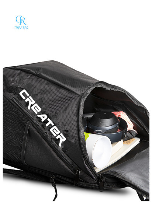 Black Badminton Racket Bag Backpack Jacquard Polyester Lightweight
