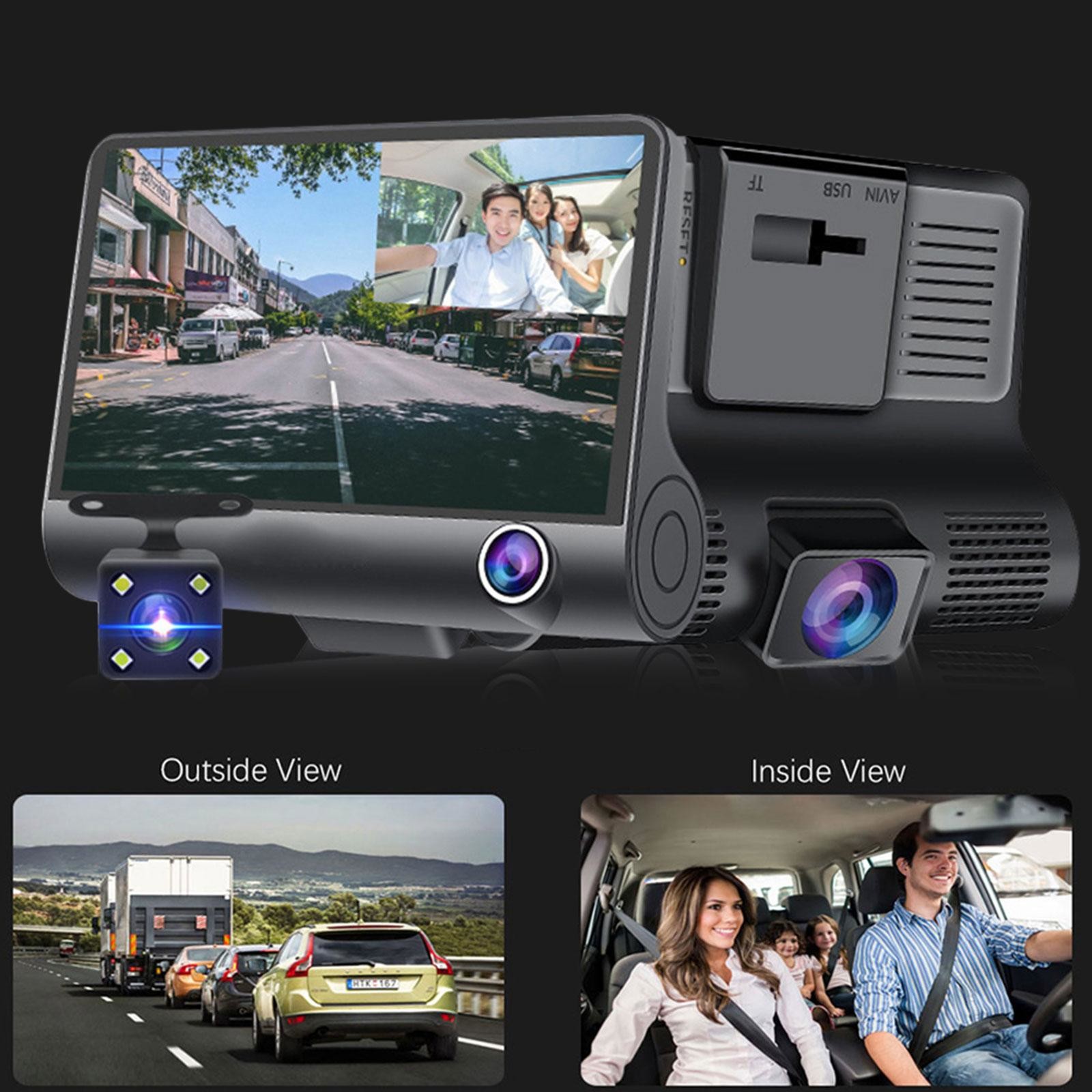 4 Inch IPS Screen Camera Car Camcorder FHD 1080p DVR With 3 Security Cameras