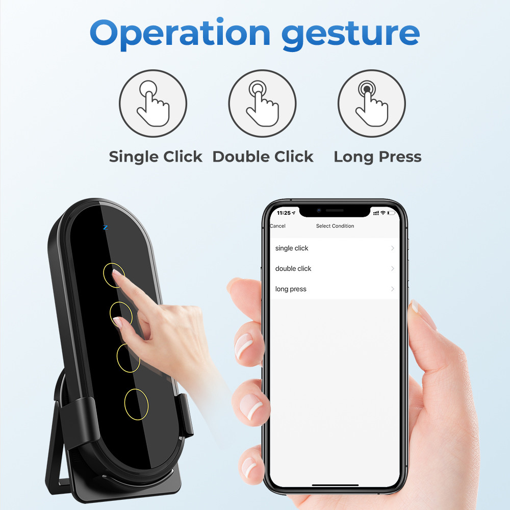 Tuya ZigBee Smart Home Scene Switch 4 Gang 12 Scene Touch Light Switch Remote Control Smart Life App