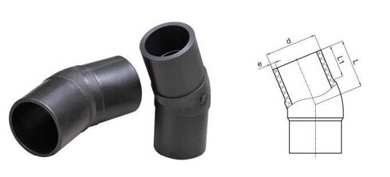 MDPE DN63-DN450 PE SDR11 SDR17 SDR17.6 Spigot 22.5 Degree Elbow