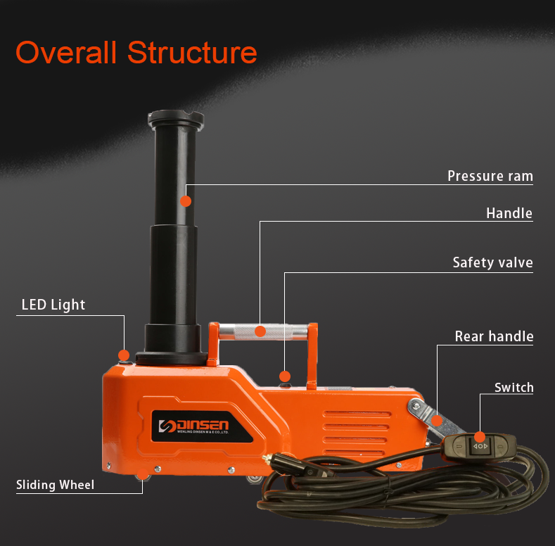Pick Up Truck 10 Ton Hydraulic Jack 200-520mm Lift Range With 5m Power Cable