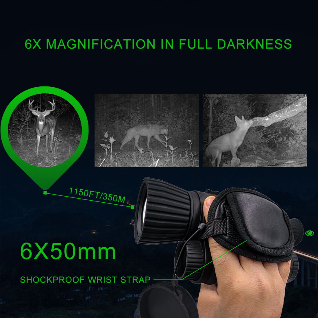 1024x768 12um AI Digital Night Vision Monocular 40MK NETD IDE HDR