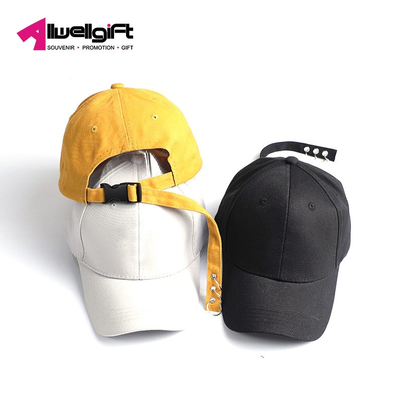 Solid color Mens Black Baseball Cap 6 Panel with lint free
