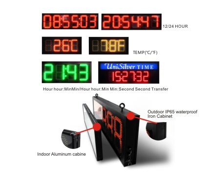 Service Petrol Station Signage Temperature Display Outdoor Led Clock Sign Auto Dimming