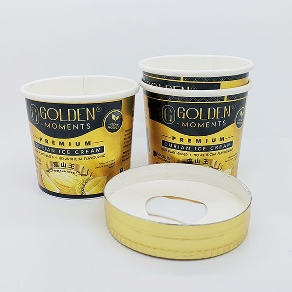 Disposable custom printed ice cream paper cup thickened yogurt paper packaging with paper lid