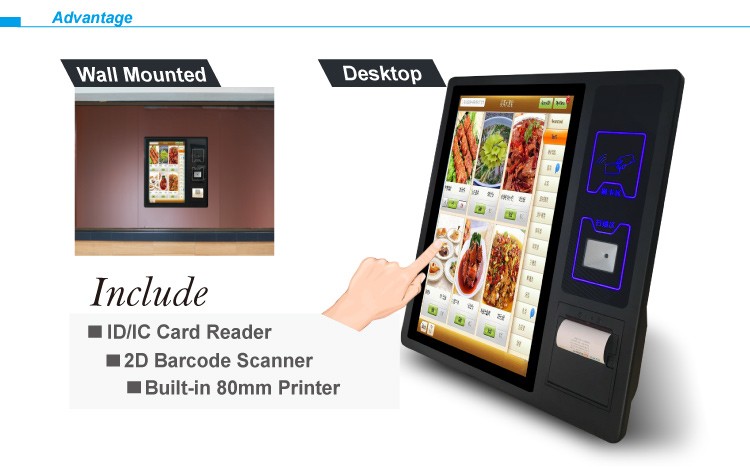 Bimi 21.5 inch Self-Payment Kiosk with Touch Screen Thermal Printer and 2D Scanner
