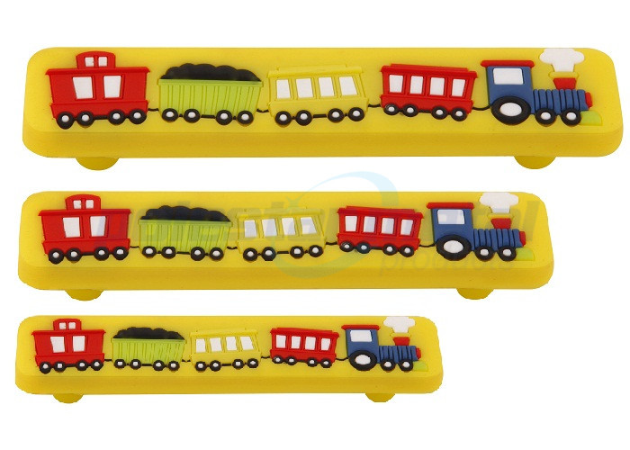 Custom Metal Hardware 128mm CC Yellow Kids Corner Acrylic Train Bar Cabinet Pull Handle