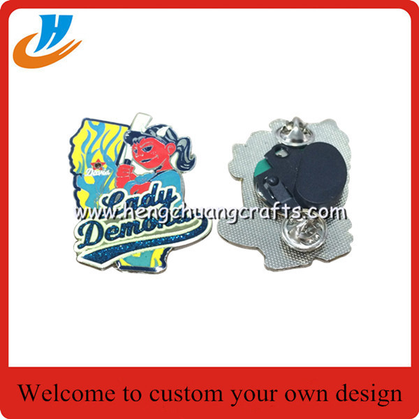 Custom design baseball badge soft enamle with epoxy baseball lapel pin
