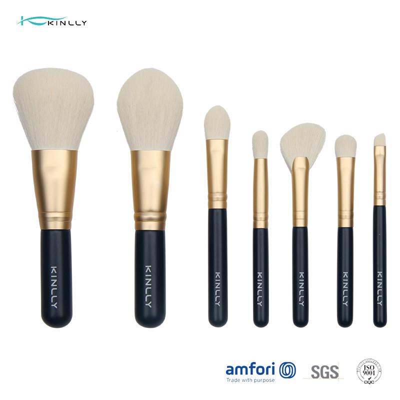 7PCS Navy Blue Paper Box Mini Makeup Brush Set