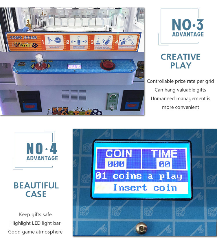 Golden Skill Crane Key Master Game Machine with Bill Acceptor Mini 9 Hole Shoes Vending