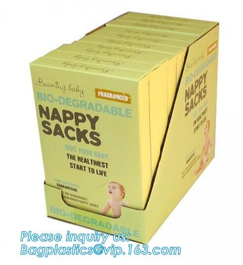 green tie handle scented disposable diaper sacks, Fragrance Box Packed Plastic Nappy Bags Sacks, Nappy Baby Disposable D