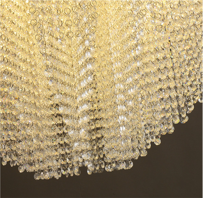 Durable LED Custom Crystal Chandeliers Stainless Steel Lamp Body K9 Primary Crystal