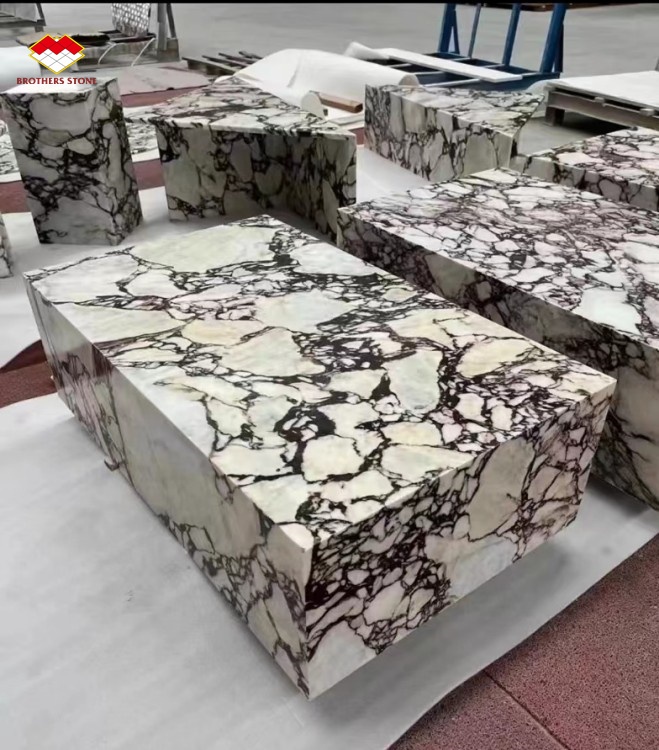 Hotel Decoration Afyon Violet Arabescato Venato Marble Slabs with Calacatta/Calcutta