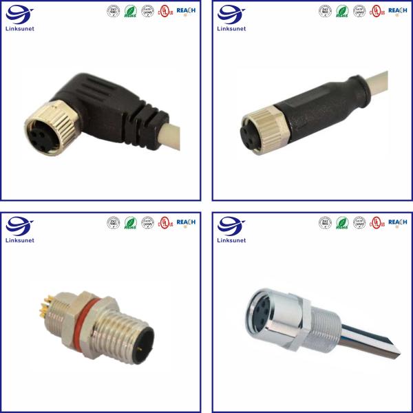 M8 IP67 3A Copper Alloy Waterproof Circular Connectors For Automation
