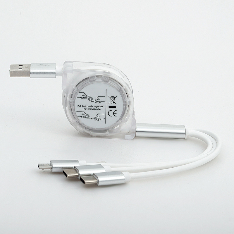 3A Fast Charging Type-C USB Cable For iPhone Charger Data Cables 3 in 1 Retractable