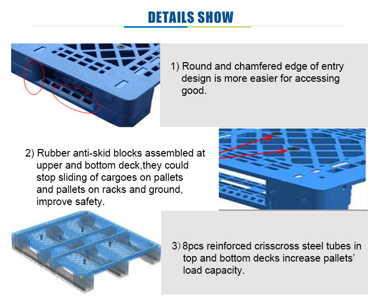 40" X 48" Plastic Racking Pallets heavy duty plastic pallets with 8 steel pipes