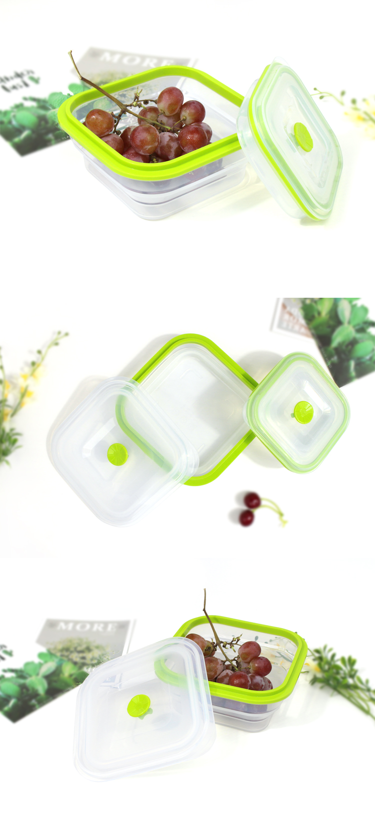 Collapsible Silicone Food Storage Boxes 500 1000ml