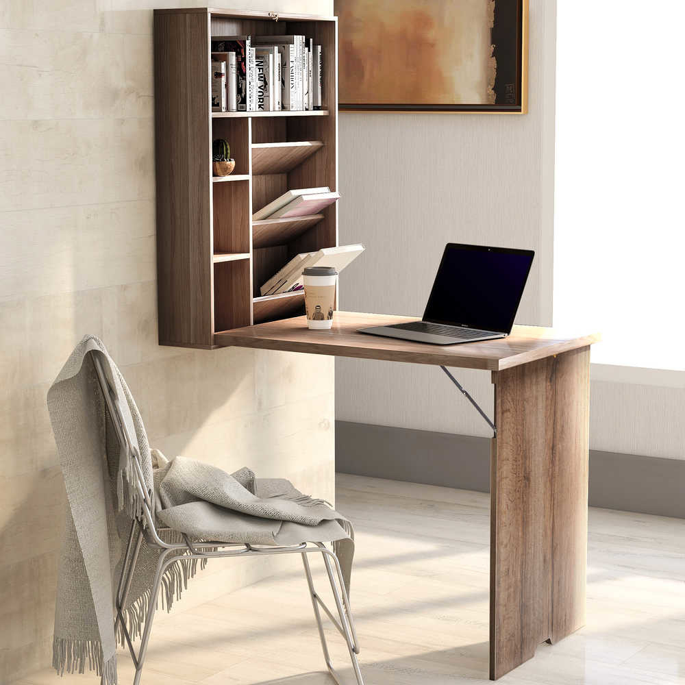 Durable 23.6''W Oak Folding Bookcase Table 36lbs Space Saving