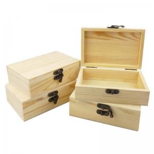 China FSC Unfinished Hinge Lidded Wooden Box Pine Wood Gift Box For Crafts on sale