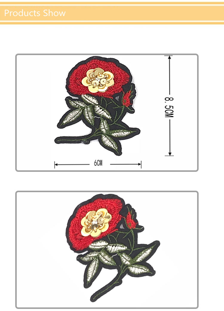 Rose Flower Embroidery Patch Applique Fabric Iorn On Clothes Dress T-Shirt Decorate Accessory Diy Patchwork Stick#C10001