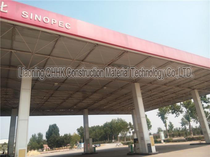prefabricated space frame steel structure petrol station construction