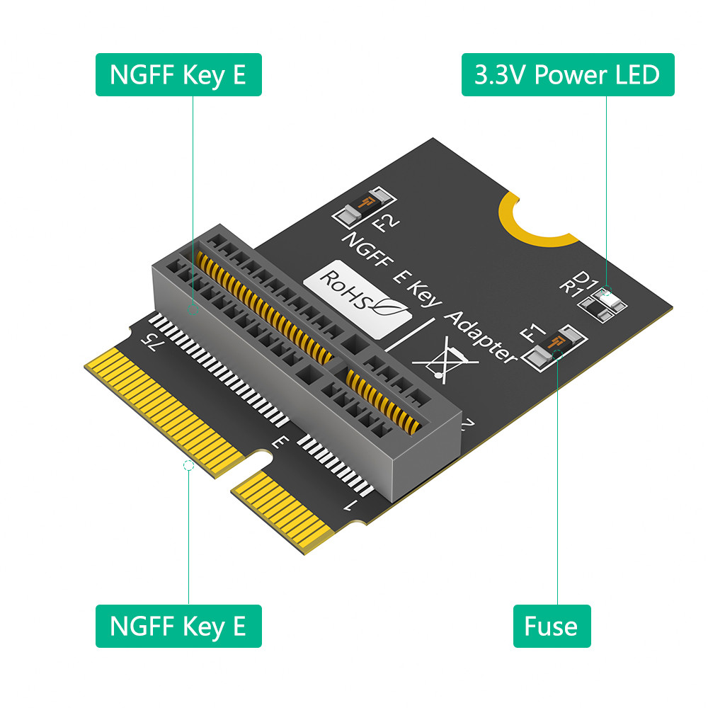 NGFF E-key Adapter For AX200/201/210 WiFi Card Desktop M.2 NGFF To NGFF 90 Degree Vertical Installation Wide 22mm Tall 6.1mm