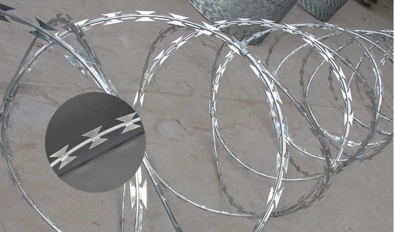 Green 8m Concertina Barbed Wire BTO-22 Concertina Razor Wire