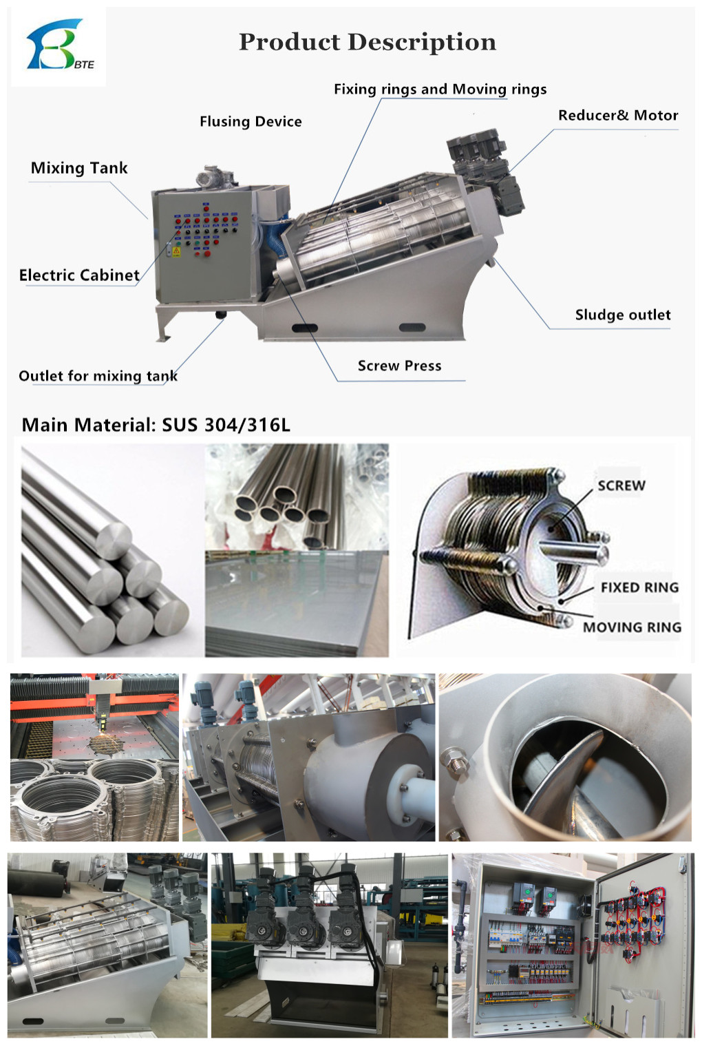 Customizable Capacity Screw Press Dehydrator for Oily Waste Water Treatment 100 kg