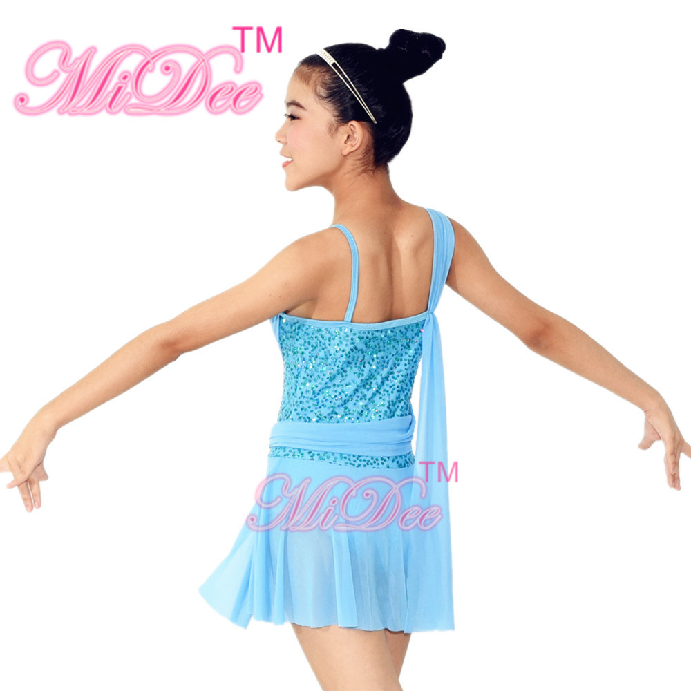 Drop Waist Sequin Modern Lyrical Dance Costumes With Flying Tape Bodice