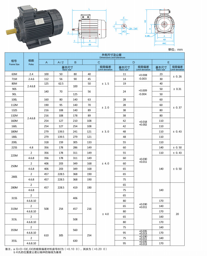 Triple Phase Dual Asynchronous Electric Motors YE2 Cast Iron Horizontal