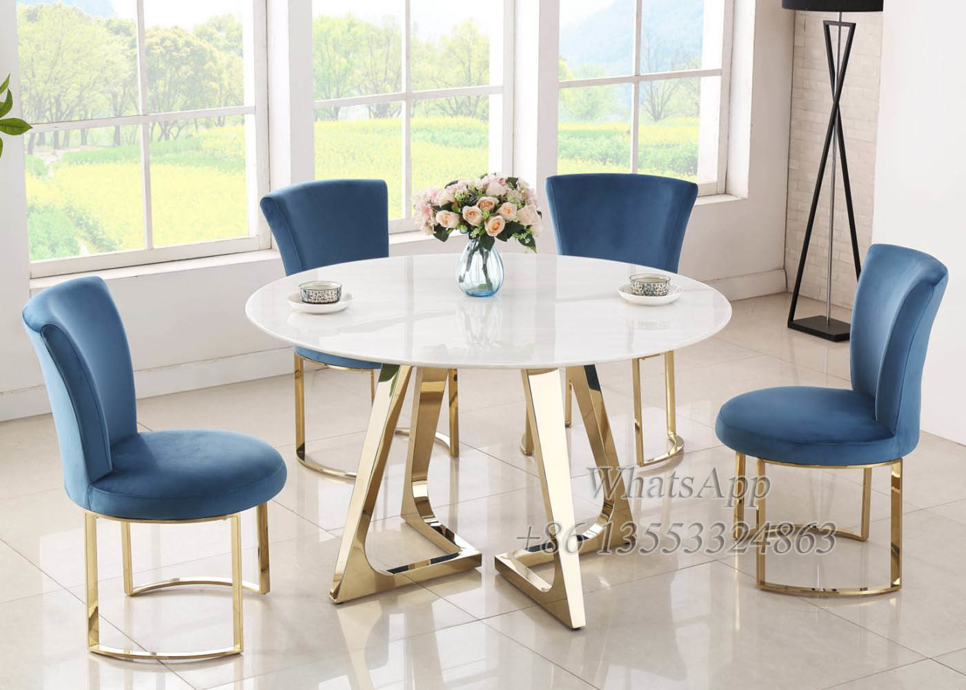 Contemporary Stainless Steel Dining Chairs with Velvet (YS-20)