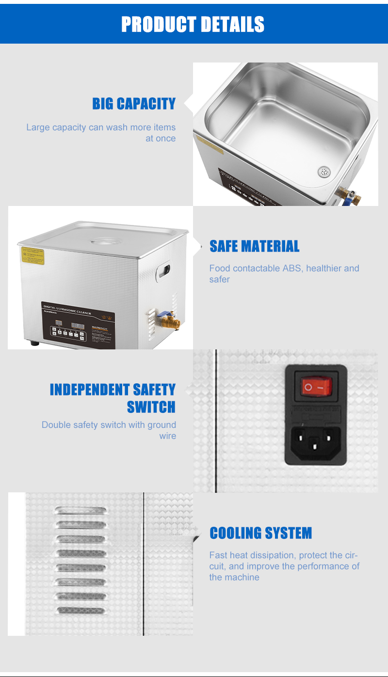 15L Ultrasonic Washing Machine Cleaner Dual Frequency For Bicycle Chain Clean