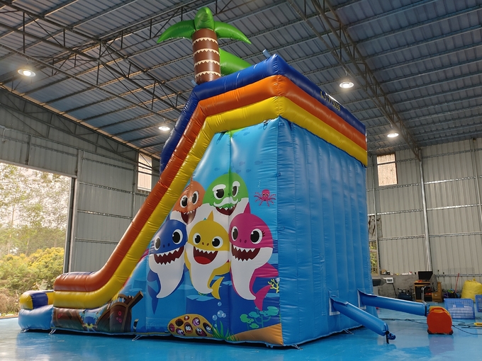 PVC Commercial Inflatable Slides Tropical Palm Shake Baby Theme Inflatable Slide With Pool For Kids And Adults